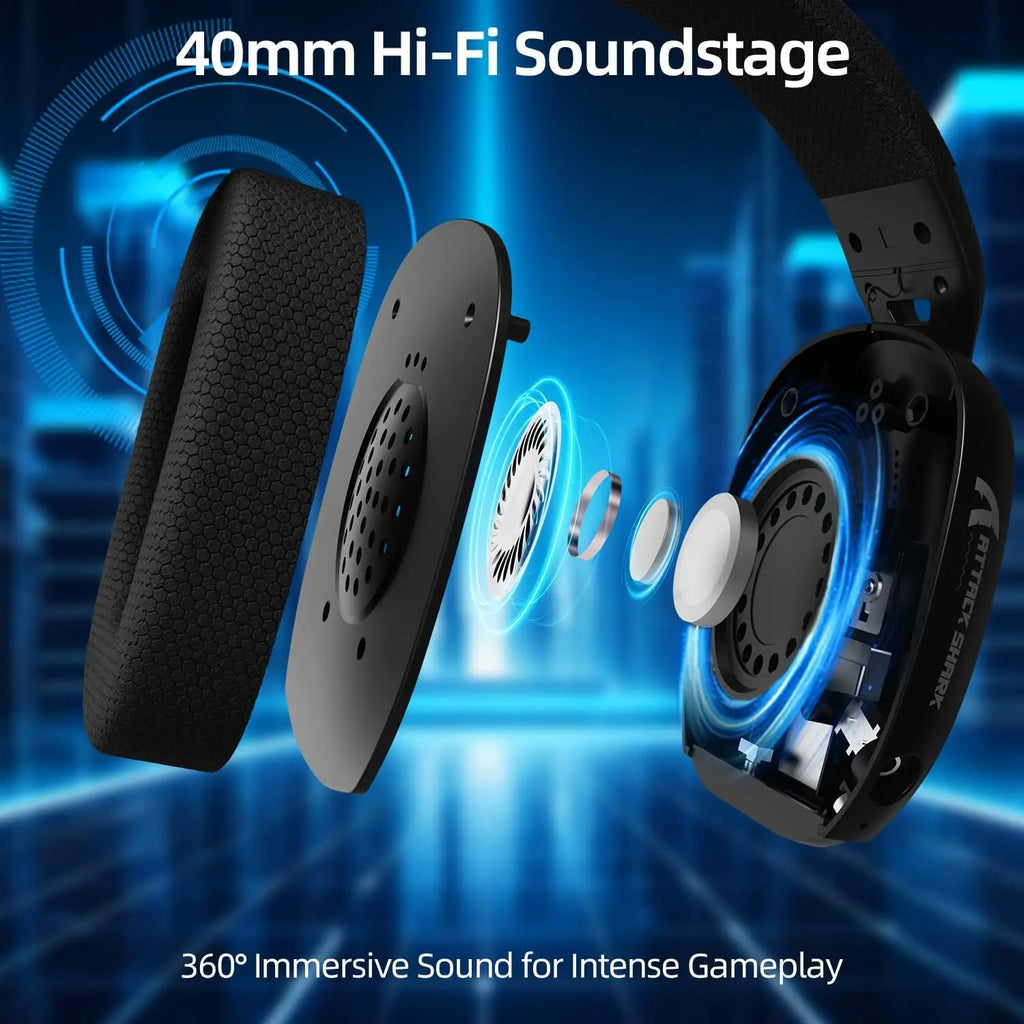 ATTACK SHARK L80PRO Kabelloses Gaming-Headset Lightseed Tech- Integriertes & abnehmbares Dual-Mikrofon-Leichtes Headset-Dreimodi