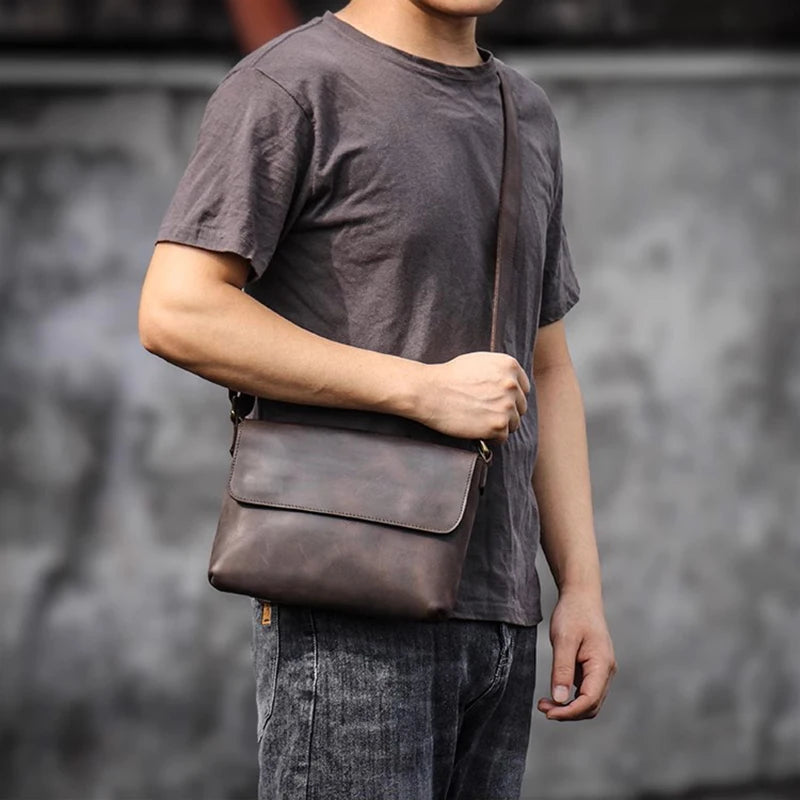 LEATHFOCUS Genuine Leather Flap Crossbody Bag