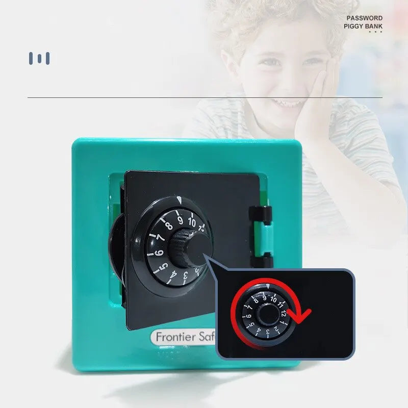 Mini hucha retro con cajero automático, contraseña giratoria, para guardar billetes y monedas, caja fuerte con depósito automático de billetes, regalo de Navidad