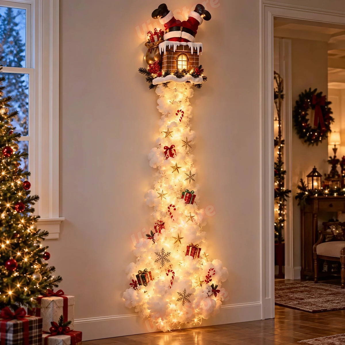 DIY Snowman Magic Trail LED Wall Light Christmas Winter Snow Glowing Ornament Holiday Home Wall Decoration(Requires Assembly)