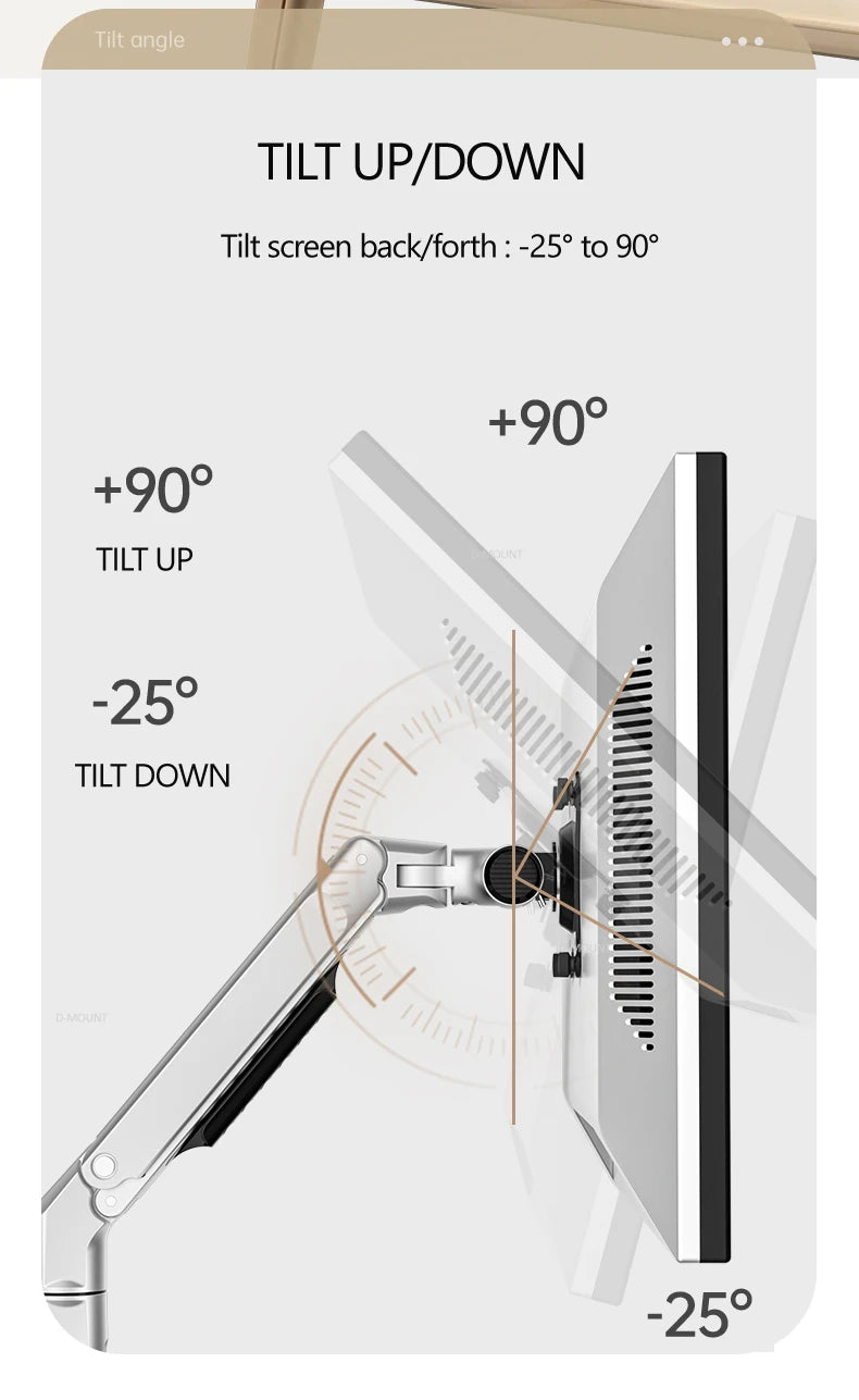 DL-8013 Support de bureau pour moniteur 17'-38' avec bras long, ressort mécanique 3-11 kg, fixation par pince et passage de câble 100x100 75x75