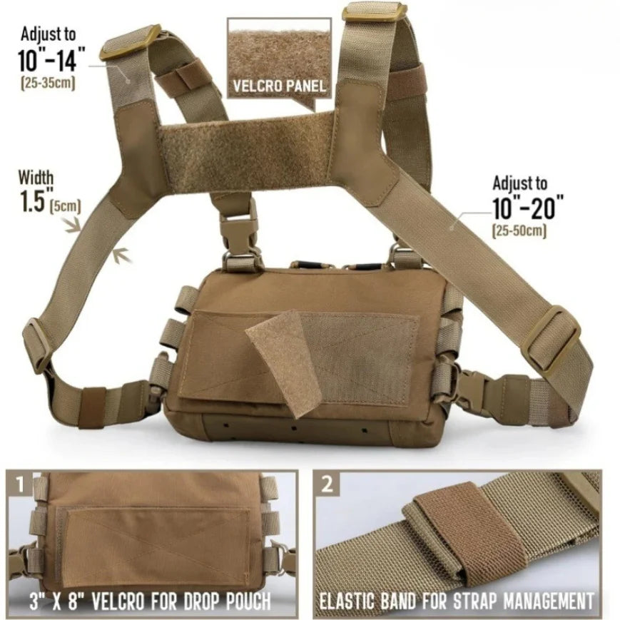 1000D Nylon Pouch Molle Shoulder Fishing Vest Tactical Chest Bag Outdoor Camping Backpack EDC Hiking Hunting Pack