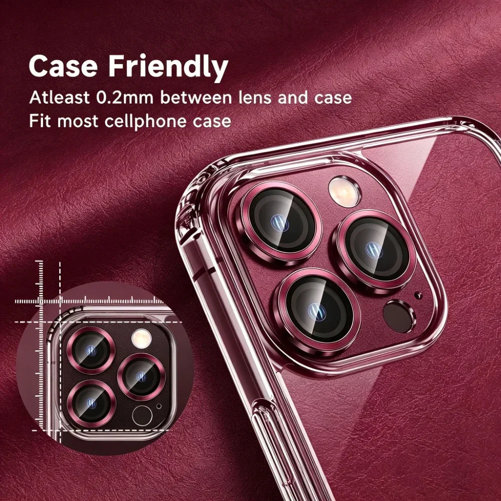For IPhone 18 17 15 16 Pro Max Camera Lens Protector Glass Metal Ring Easy Installation Cover For Iphone 18 Pro Max Accessories