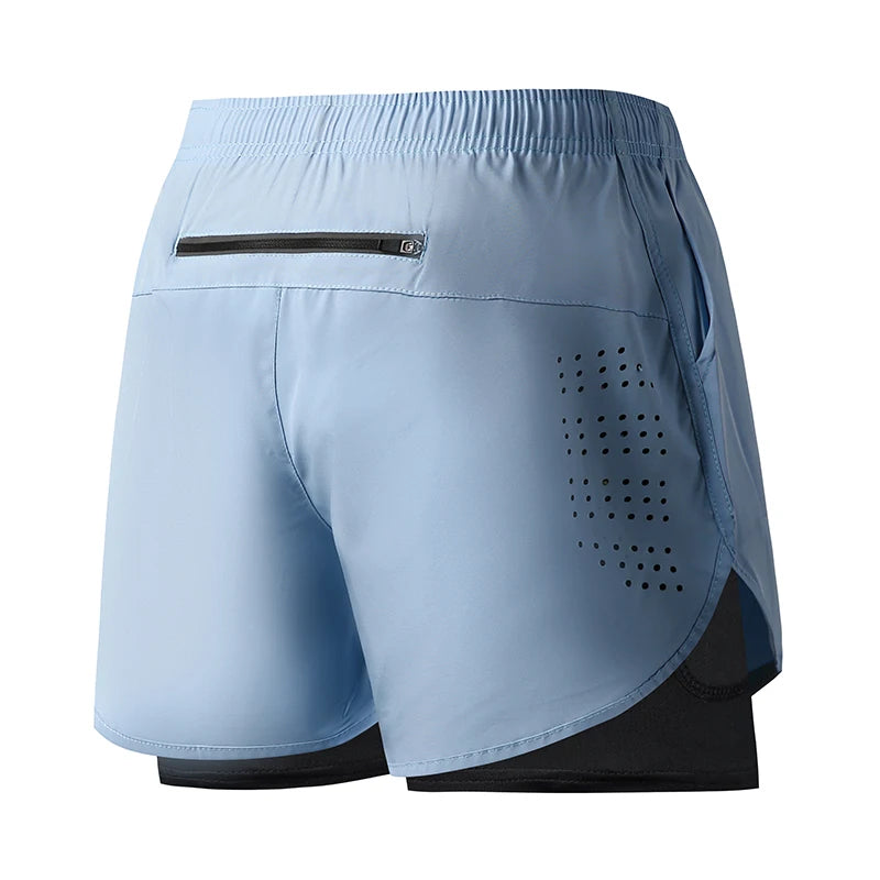 Pantaloncini running uomo a doppio strato
