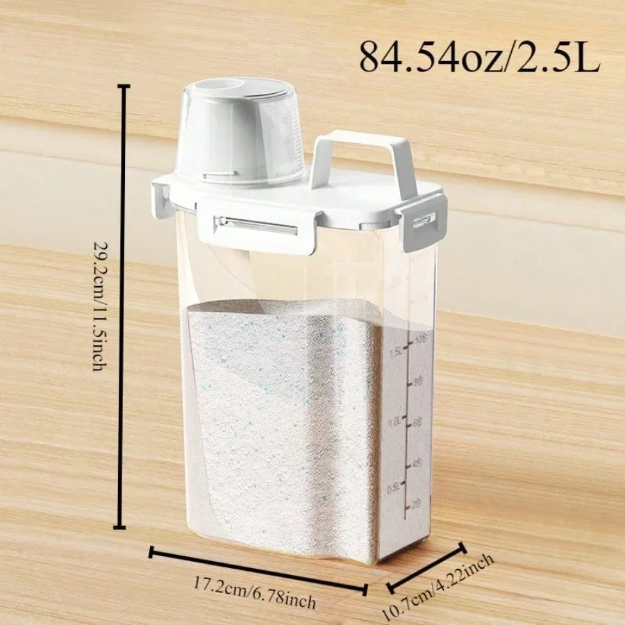 Récipient de rangement hermétique avec couvercle de 2,5 L, résistant à l’humidité – pour céréales, noix, farine, riz et autres denrées alimentaires
