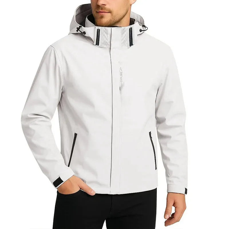 Autumn Spring New Men's Outdoor Jacket Hooded Zipper Design Windbreaker Waterproof Climbing Hiking Fashion Punching Jackets