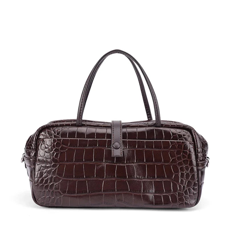 Women's Genuine Cowhide Leather Shoulder Bag Elegant Work Travel Luxury Designers Top Handle Sling Bag Adjustable Strap Refined