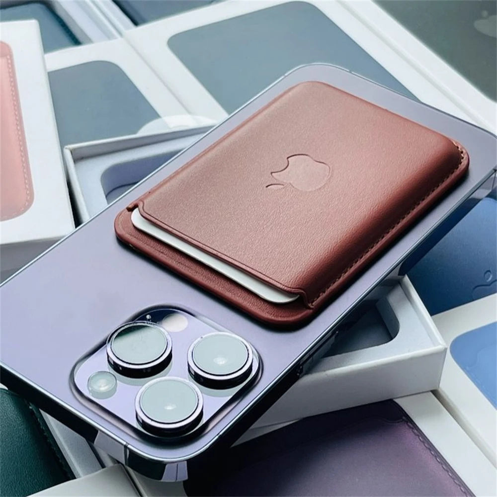 Animated Strong Magnet Card Holder with Logo for iPhone 18 Pro 17 16 15 14 Pro Max MagSafe Matte Solid Color Slot Wallet Cover