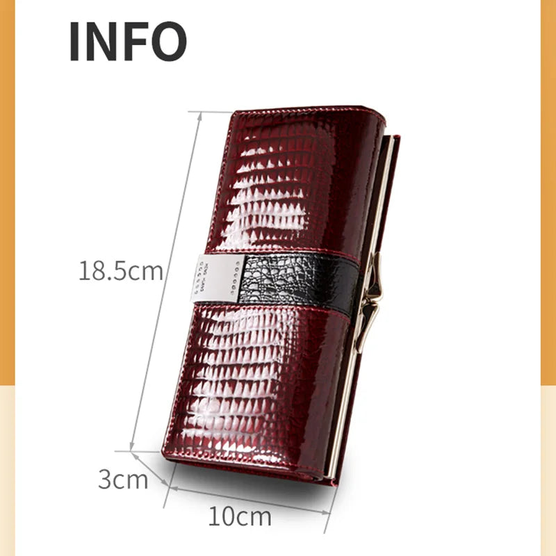 Free Gift 2026 New Diamonds Women's Patent Leather Wallet Long Fashion Patchwork Money Bag Ladies Purse Card Holder AE207-1