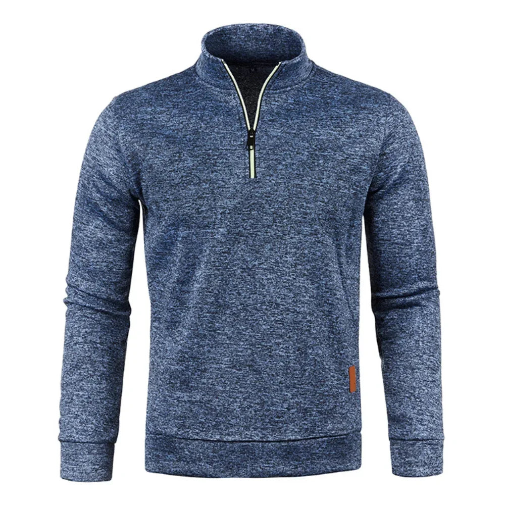 Men Autumn Winter Solid Color Sweatshirts Long Sleeve Half Zipper Stand Collar Pullover for Men Casual Classic Male Clothing