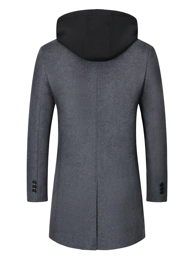 Male Oversized 4XL Winter Men's Wool Coat New Solid Color Men Coat Wool Fashion Casual Business Coat Mid-length Top Trench Coat