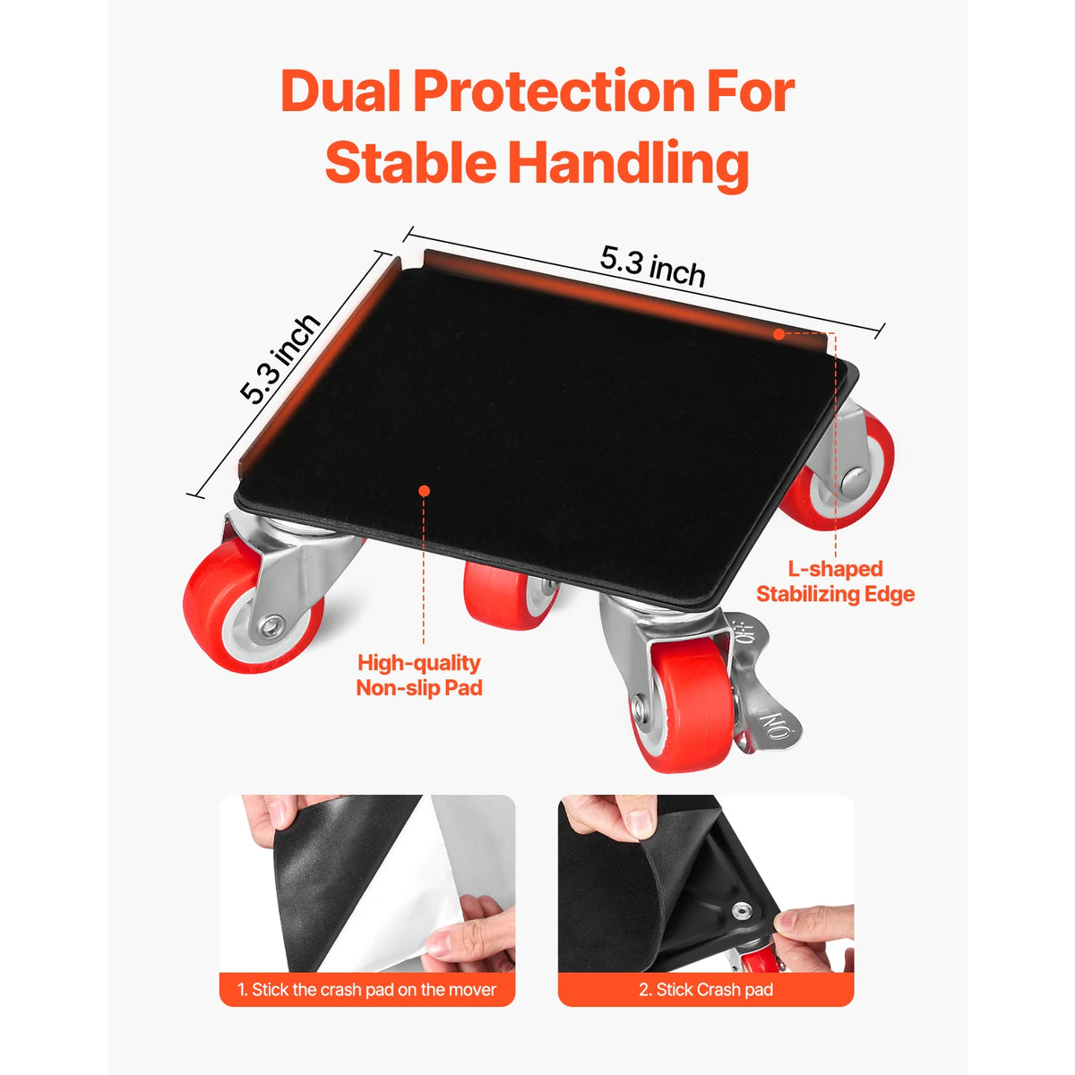 SucceBuy Juego de 4 plataformas rodantes para muebles, 1200 lb/3474 lb, para mover refrigeradores, con 5 ruedas giratorias de 360° y herramienta deslizante elevadora para electrodomésticos y sofás