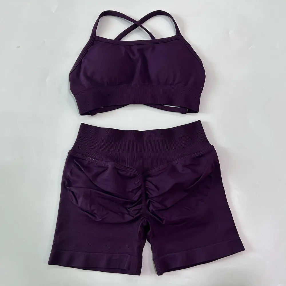 Ensemble yoga femme, haut et short