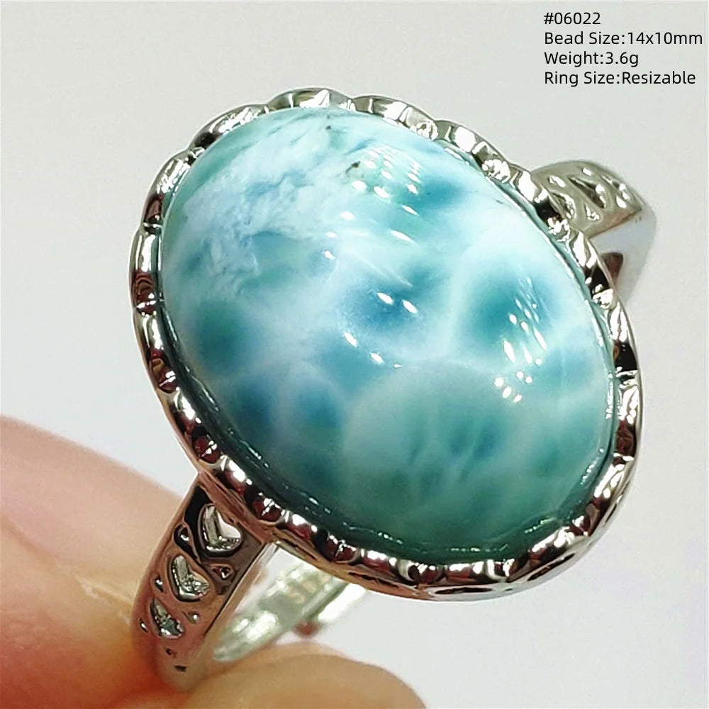 Anello regolabile in argento 925 con larimar