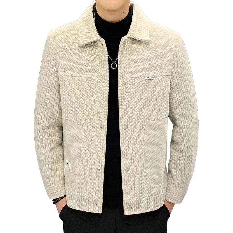 Winter Men's Woolen Jackets High-quality Casual Wool Blends Coat Plus Plush Thick Warm Business Social Overcoat Men Clothing