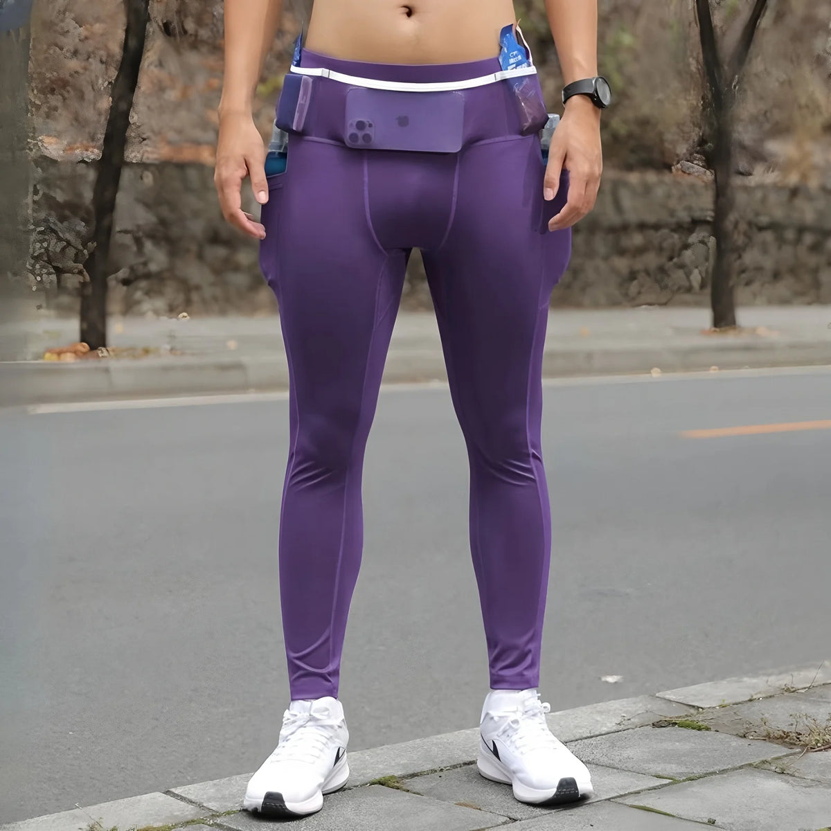 Leggings sportivi uomo con tasche e coulisse