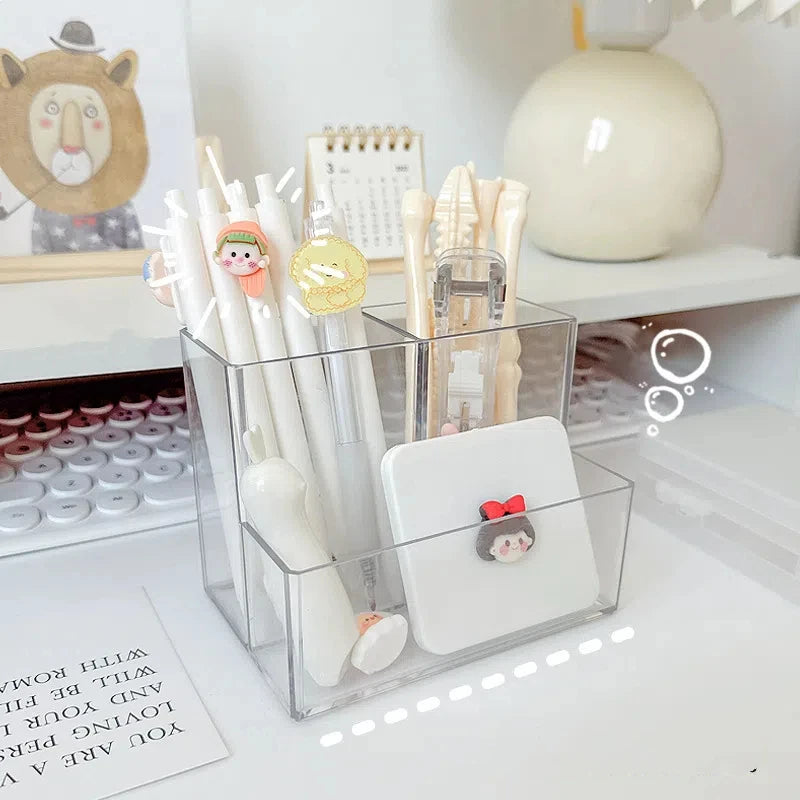 Acrylic Desk Organizer with 3 Compartments, 1 or 2 Pieces