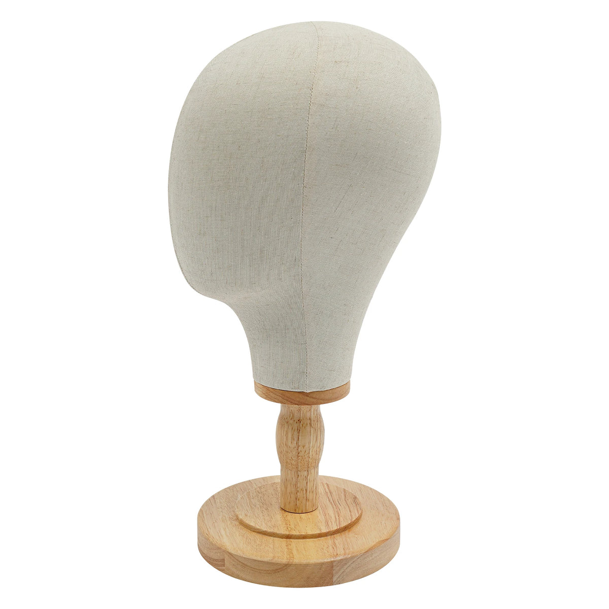Cabeza de maniquí de lino beige, soporte para peluca, expositor de maniquí para pelucas, sombreros y gafas