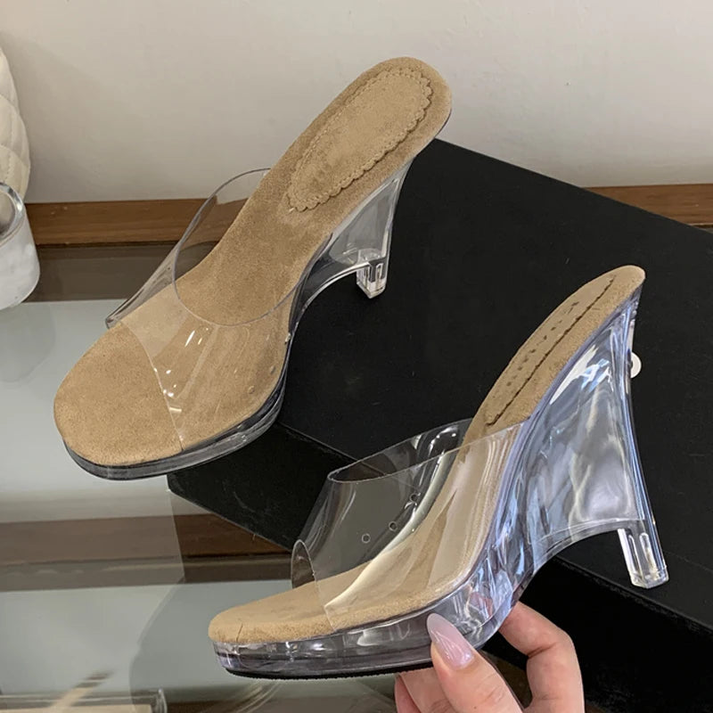 Mules donna Liyke trasparenti con zeppa sagomata