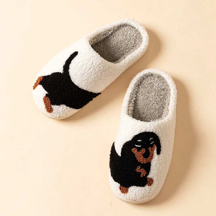Chaussons pour femme dessin animé mignon et original chien basset chaussettes d’intérieur chaudes confortables légères pour chambre hivernales en coton pour couple