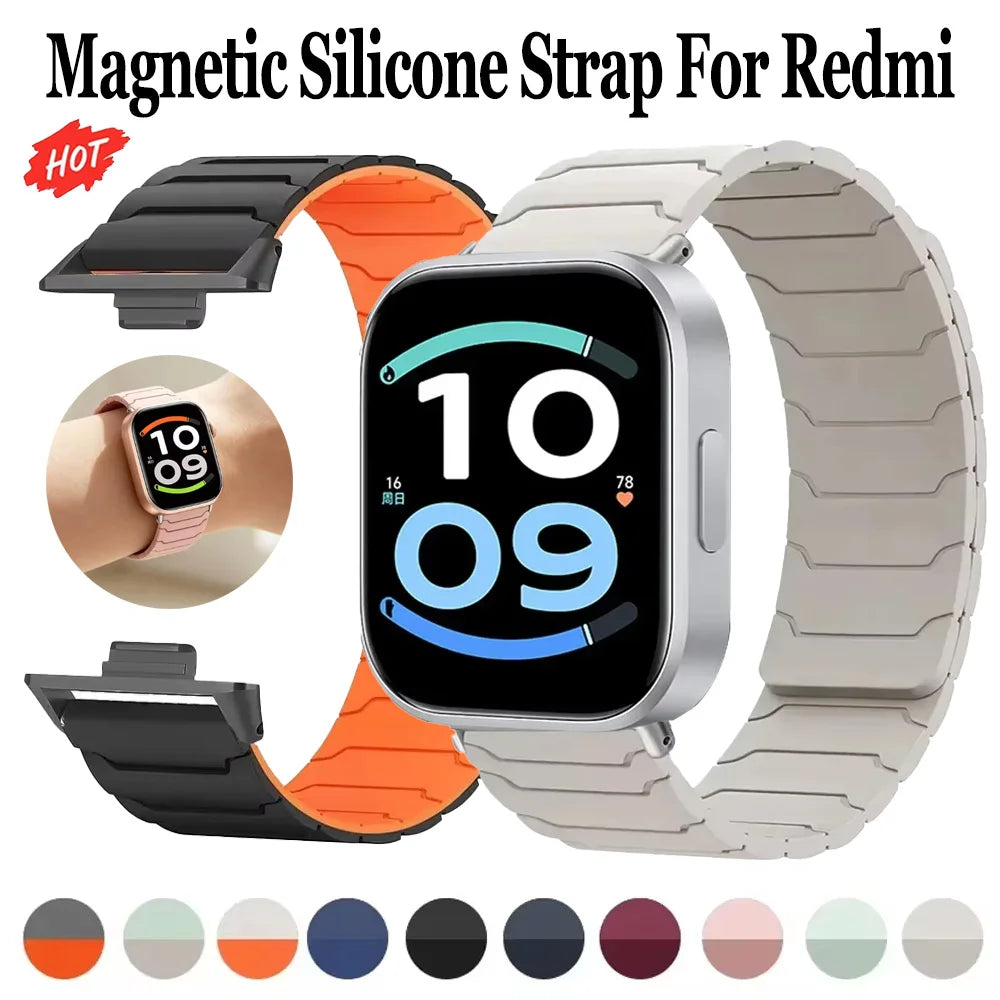 Sports Silicone Strap For Redmi Watch 6 Active 6 Lite 6 5 4 Magnetic Bracelet Xiaomi Mi Band 10 Pro/9 Pro/8 Pro Watchband Correa