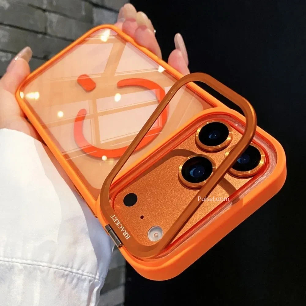 Luxury Magnetic Clear Case for Apple IPhone 18 17 16 15 14 Plus 13 12 11 Pro Max Transparent Camera Kickstand Protective Cover