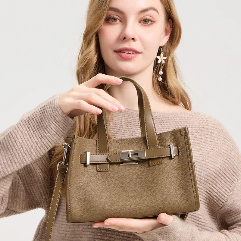2026 Spring New Women's Retro Genuine Cowhide Leather Tote Bag Female Luxury Designer Shoulder Underarm Bags Niche Crossbody Bag