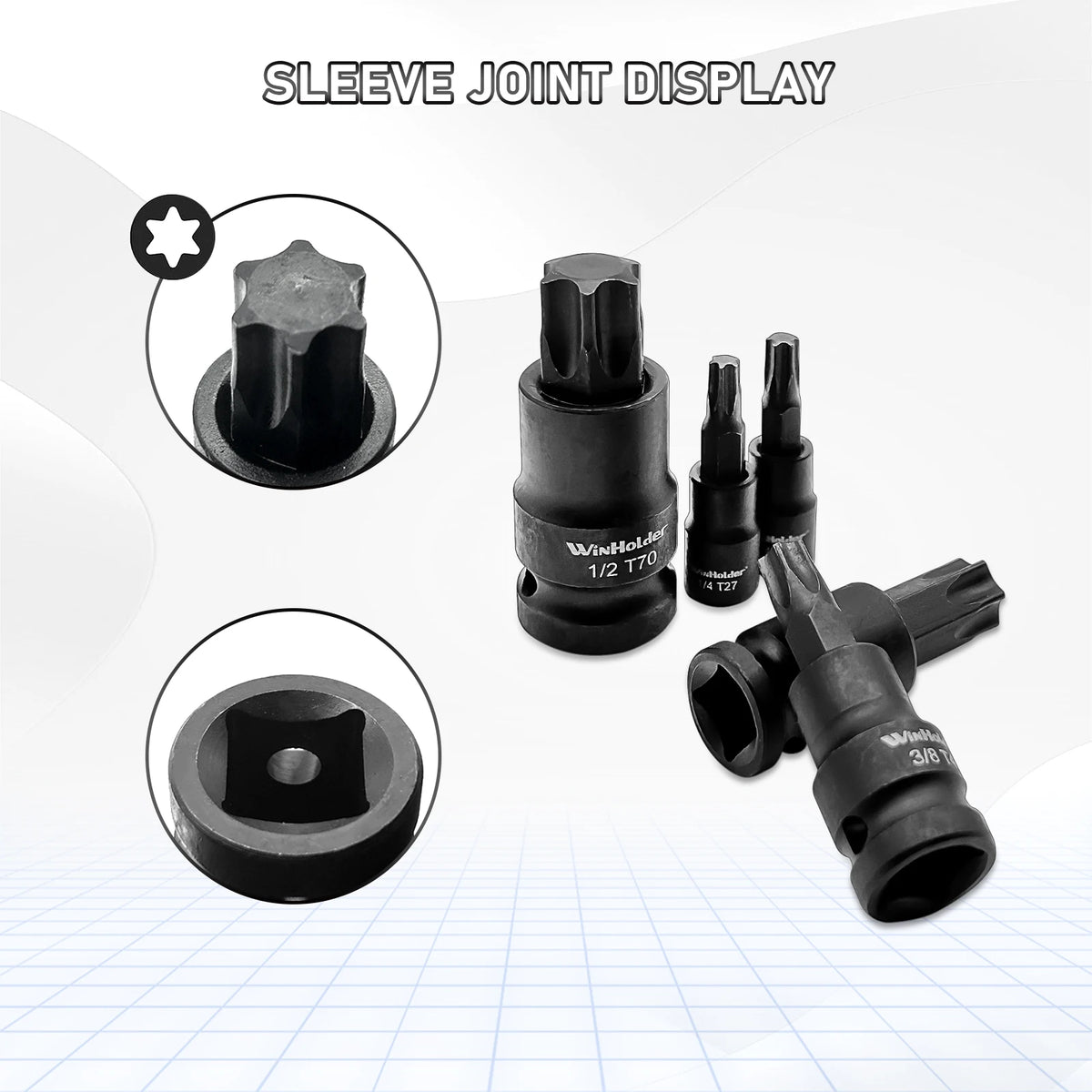 Juego de 15 vasos con puntas Torx de impacto, accionamiento de 1/4", 3/8" y 1/2", herramientas en pulgadas, puntas TRX-Star T6 a T30 para kit de reparación de garaje