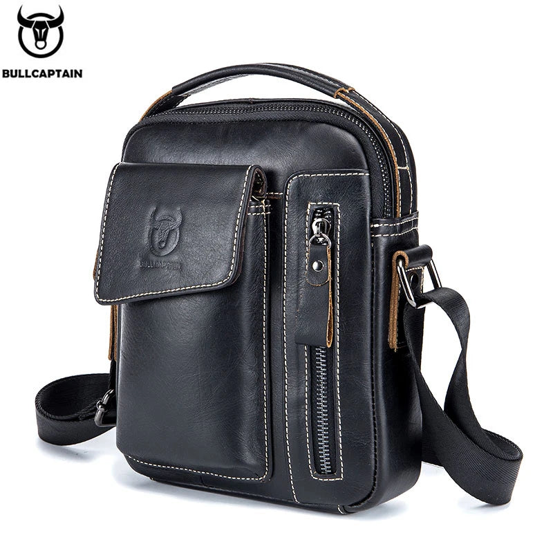 BULLCAPTAIN Genuine Leather Messenger Bag