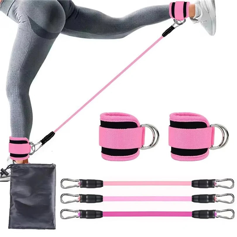 Resistance Band Set with Ankle Straps for Home Workouts