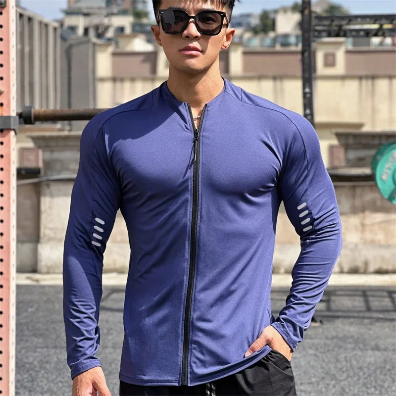 Sports hoodie men's, long sleeve, zip