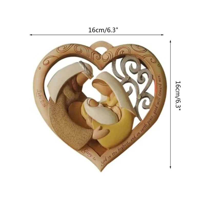 Figura de madera católica de Navidad, bendición de la Sagrada Familia, estatua religiosa, decoraciones navideñas para estantería, mesa y decoración Y5GB