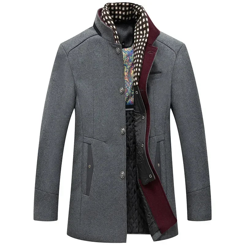 Men Winter Business Casual Woolen Blends Trench Coats New Man Thicker Warm Cashmere Overcoats High Quality Male Wool Blends 3XL