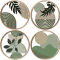 Lot de 4 décorations murales bohèmes - Décoration bohème en bois, œuvres d'art géométriques à suspendre, adaptées à une chambre de bébé, esthétique maison de campagne minimaliste