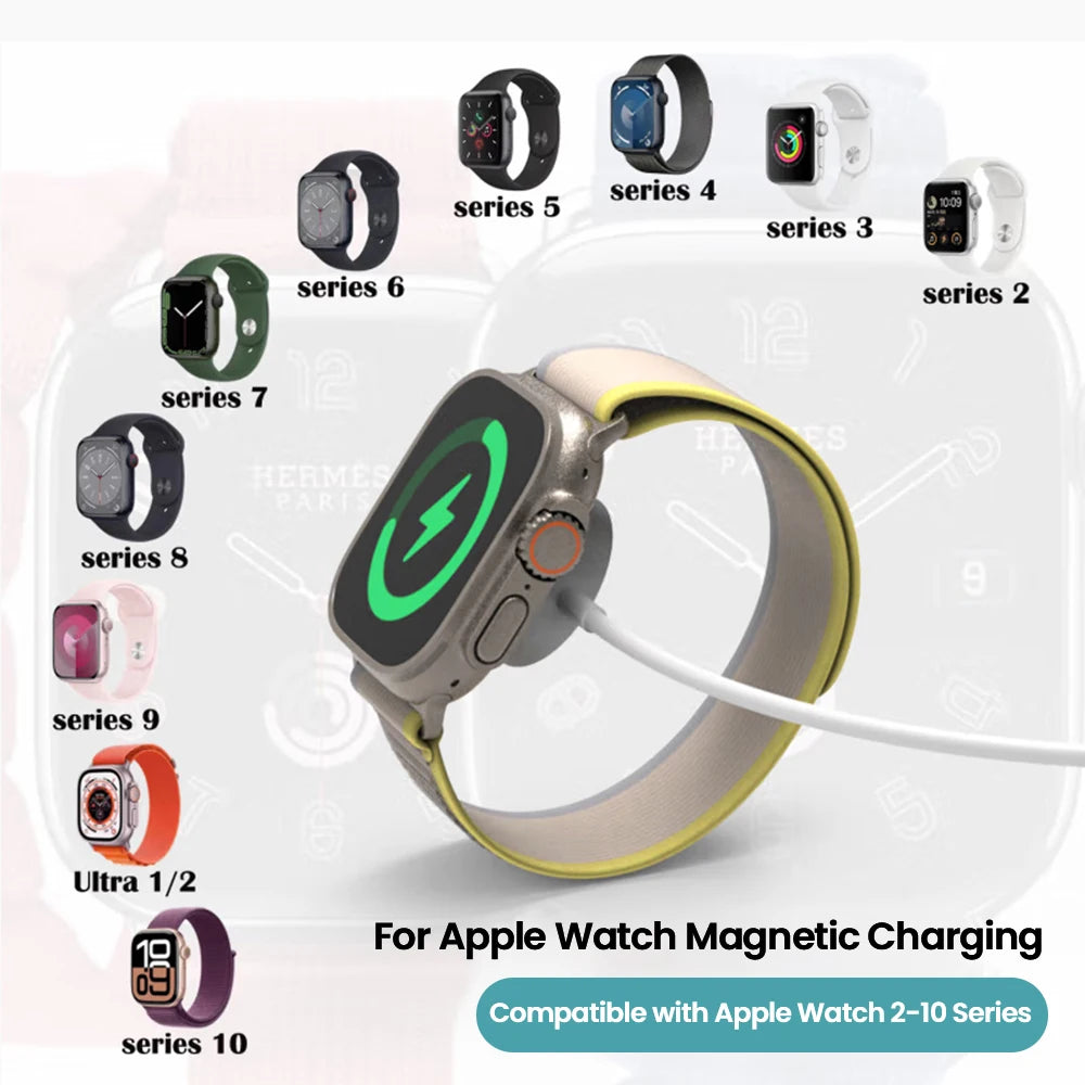 1M Watch Charger Cable For Apple Watch 11 10 9 8 7 6 5 4 3 2 Series SE Ultra Edition USB/Type-C iWatch Magnetic Wireless Charger