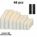 48 white electronic candles with warm light, ideal for home decor, fireplace, Christmas decoration, wedding and courtyard. Batteries not included.