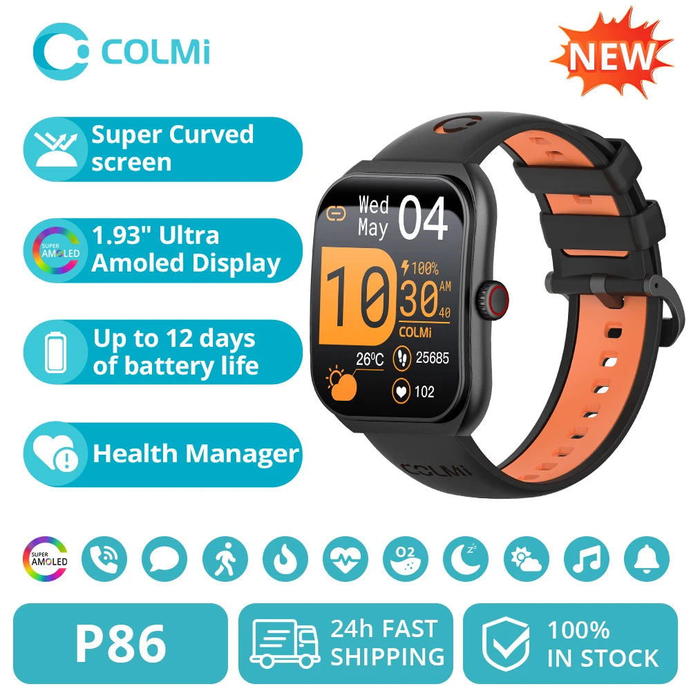 COLMI P86 AMOLED Smartwatch with Bluetooth Calling