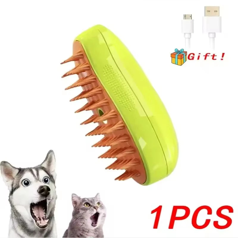 Haarentferner-Bürste zum Kämmen von Hunden, elektrische Sprüh-Massagebürste für langhaarige Katzen und Hunde, Fellbürste zur Reinigung von Tierhaaren