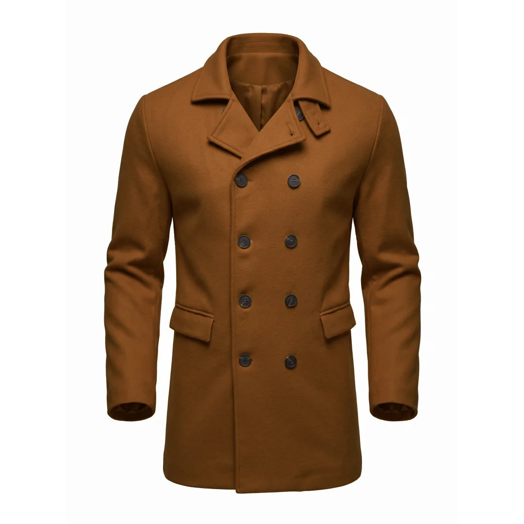 New Men's Trench Coat Double Breasted Winter Jacket Business Casual Men's Long Knee-length Jacket Street Wear Male Coats