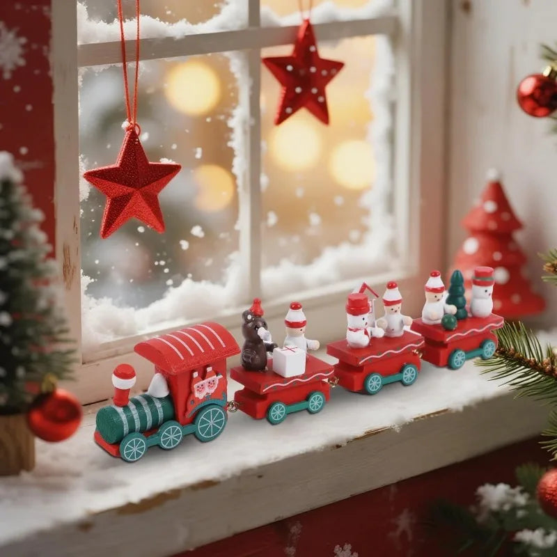 1Pcs Wooden Mini Train Christmas Decoration Reindeer Snowflake Decor for Home Decor Xmas Tree Hanging Navidad New Year 2026 Gift