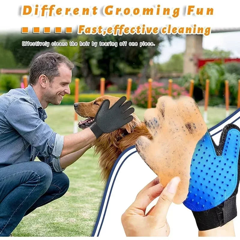 Kit de aseo para perros, gatos y conejos, cepillo de doble cara, guante de limpieza para el baño, eliminación de pelo suelto y enredos
