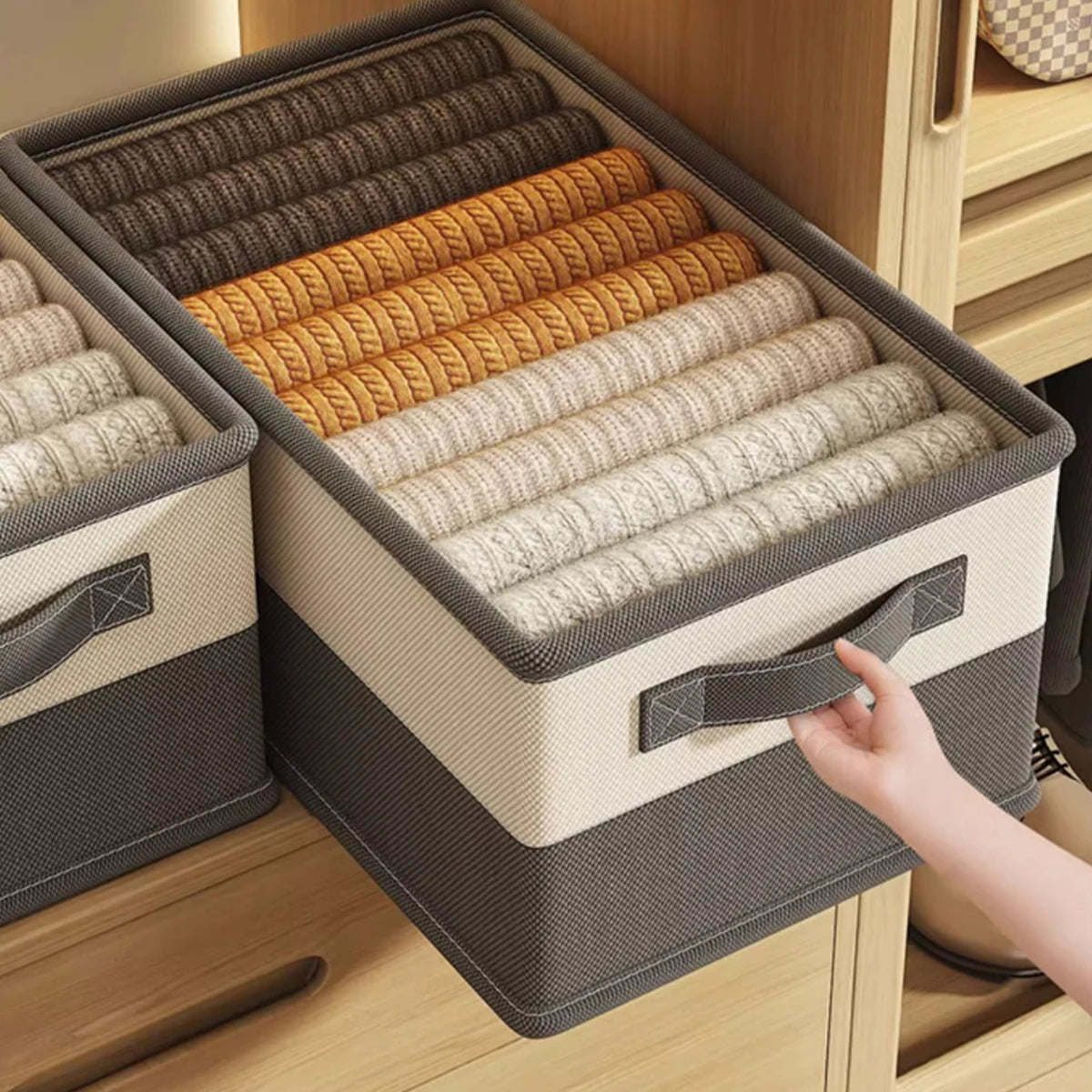 Caja de almacenamiento para el hogar para ropa de cama y ropa, organizador con compartimentos para debajo de la cama, ahorra espacio y organiza la ropa