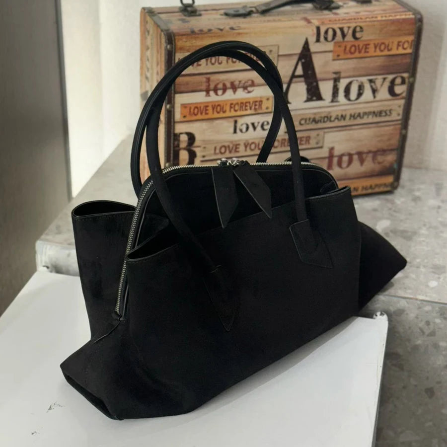 Irregular Faux Suede Frosted Tote Bag For Women Luxury Designer Handbag And Purse  2025 New Fashion Commuting Underarm Shoulder