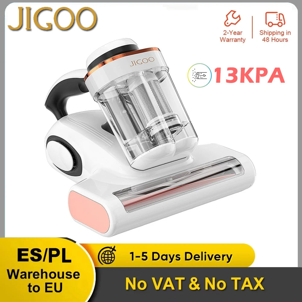 JIGOO J300 Smart-Milbendosierer mit zwei Behältern, 500 W, 13 kPa Saugkraft, Milbensensor, Doppelbehälter-Design, Metallbürstenrolle, 55 °C Heißluft