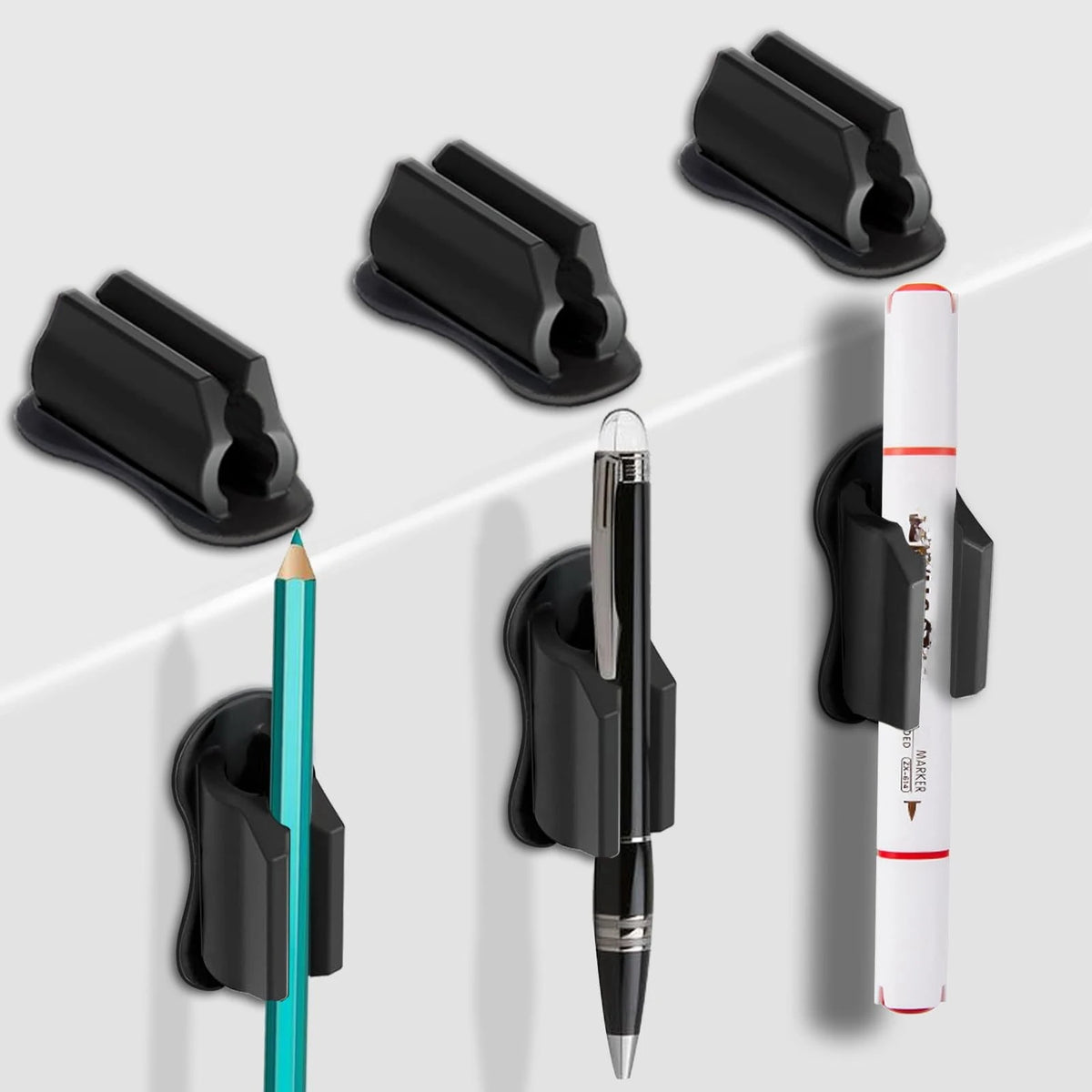 Adhesive Silicone Desk Pen Holders, 3-Piece Set