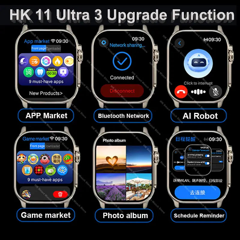2026New Genuine HK11 ULTRA 3 Max Smartwatch 49mm AMOLED 4G ROM AI Robot Bluetooth Network Call Clock NFC Compass Smart Watch Men