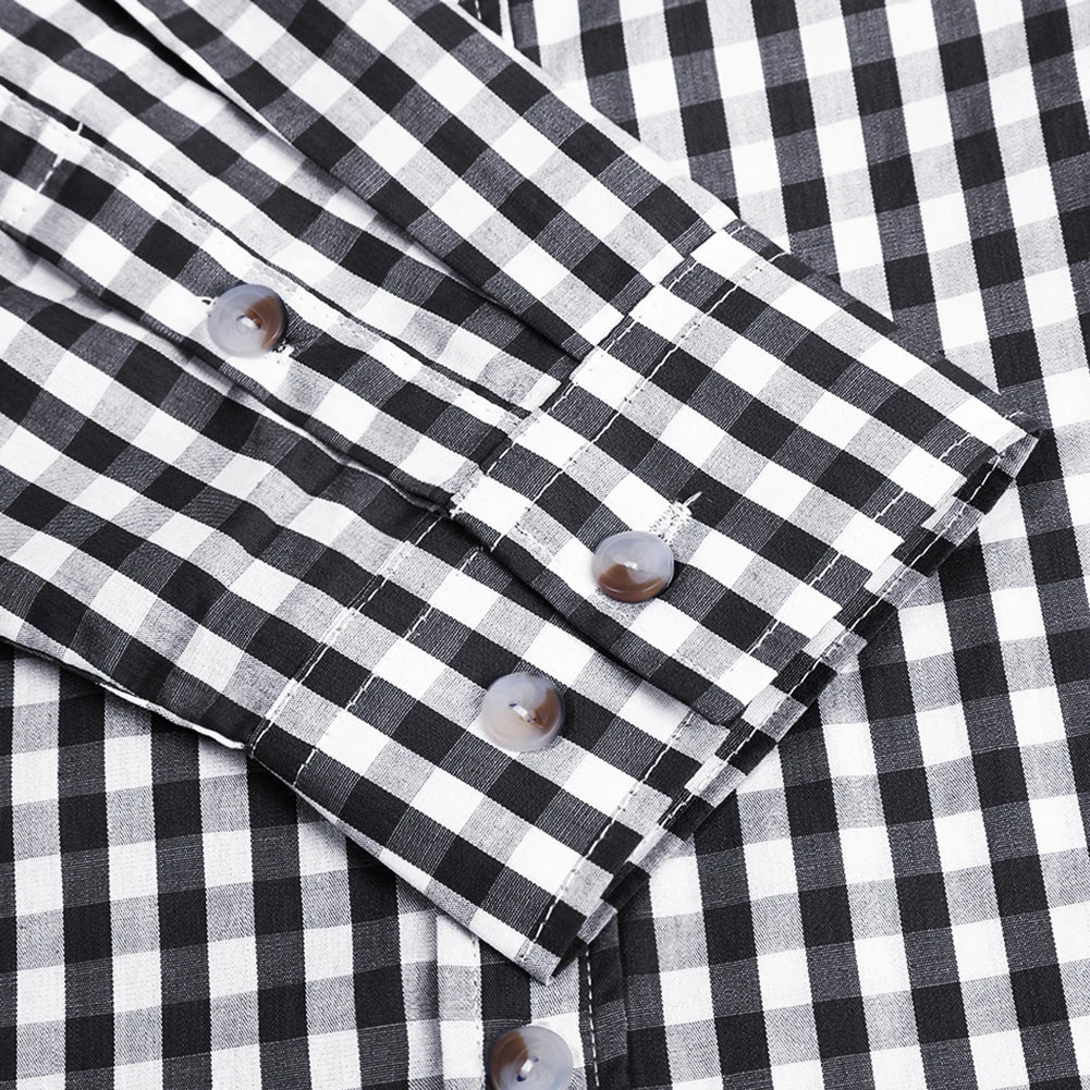 Traditional Plaid Shirt, Slim Fit Mens Checked Shirt, Casual Shirt, Long Sleeve Shirt, Embroidered Cotton