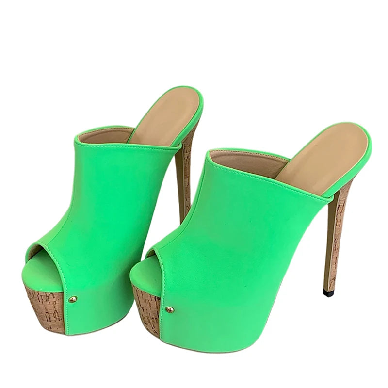 Mules donna Liyke verdi con plateau effetto sughero