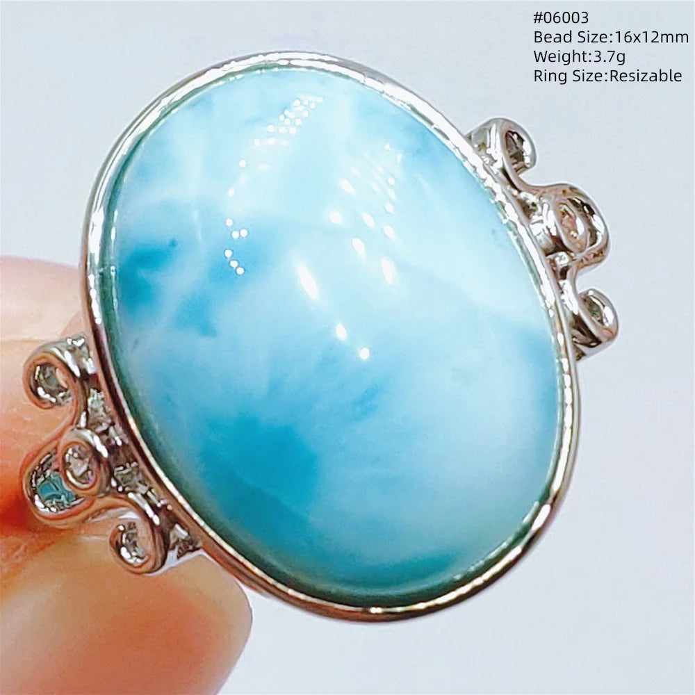 Anello regolabile in argento 925 con larimar