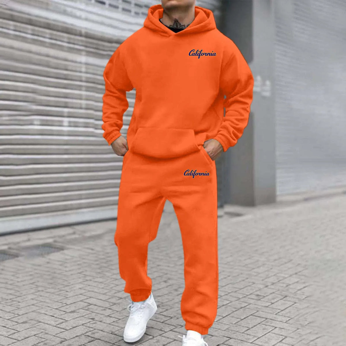 2026 letter printed sportswear set men's hooded sweatshirt long pants set spring and autumn winter warm suit Tracksuit